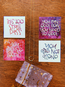 MISCARRIAGE MOON NECKLACE AND AFFIRMATION CARDS